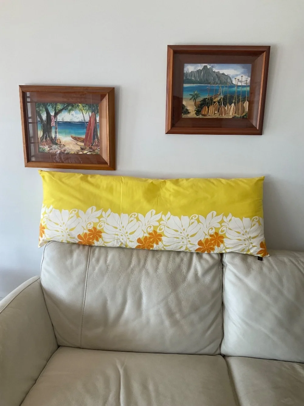 Lovely Yellow Hawaiian Print Pillow - 4 Ft Long
